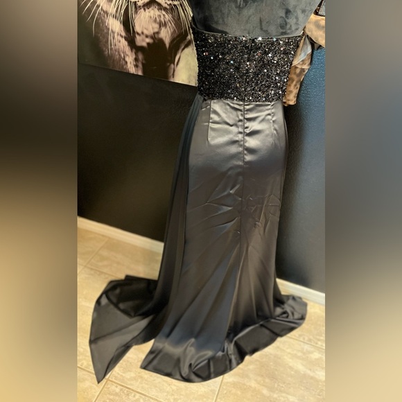 🖤🖤Missord Contrast Sequin Split Thigh Side Draped Formal/Evening Dress🖤SZ L - Picture 14 of 17